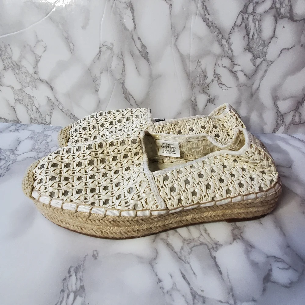 Zara Cream Espadrilles with Woven Design 7.5